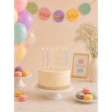 Parti Adresi Makaron renkli Sprial Pasta Mumları – Doğum Günü Parti Mumu 12 cm 6'lı