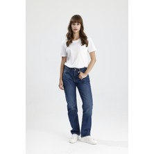 Özel Üretim %100 Pamuk Orta Koyulukta Indigo Denim Hafif Bol RICKY15 Kadın Jean Pantolon