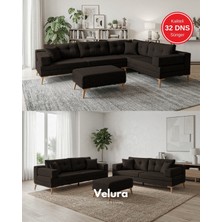 Velura Home & Living Zeri Yataklı Puzzle Modüler Köşe Koltuk Takımı & Köşe Takımı - Koyu Kahve - 169