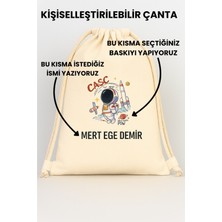 Esila Kids Erkek Çocuk Kıyafet Kesesi Özel Isim Yazılı Kişiselleştirilebilir Ip Kapamalı Su Geçirmez 30X40 cm