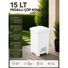 Loremp 15 Lt Slim Pedallı Çöp Kovası Beyaz