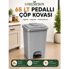 Loremp 65 Lt Pedallı Çöp Kovası |ev, Ofis, Mutfak, Bahçe ve Işyeri Kullanımına Uygun Koyu Gri