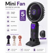 farissu Cooler Star Taşınabilir Mini Fan | 5 Kademeli & USB Şarjlı Masaüstü El Fanı