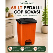 Loremp 65 Lt Pedallı Çöp Kovası Ev, Ofis, Mutfak, Bahçe ve Işyeri Kullanımına Uygun Turuncu Siyah