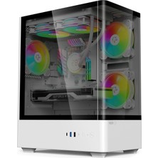 Gametech Intense White 600W 80+ Plus Tuş Kontrollü Rgb 5X120 mm Fan Gaming Beyaz Bilgisayar Kasası
