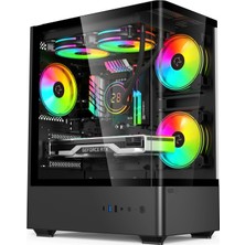 Gametech Intense Black 500W 80+ Plus Tuş Kontrollü Rgb 5X120 mm Fan Gaming Siyah Bilgisayar Kasası