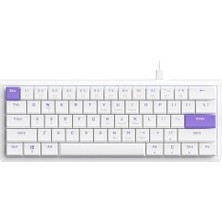 NKL61 60% Mekanik Klavye 61 Tuş Düşük Profil Kablolu Kompakt Gaming ve Ofis Klavyesi Kırmızı Linear Switch 22 Tuş Anti Ghosting Abs Keycaps (NKL61 Beyaz Mor | Red Switch)