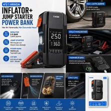 Jolita 4'ü 1 Arada Akü Takviye Cihazı, Lastik Şişirme Kompresörü ve 10000MAH Powerbank – Dijital Ekranlı