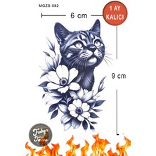Trakya Tattoo 1 Ay Kalıcı Hayalet Dövme Orta Boy Kedi Çiçek Geçici Dövme MGZS-082