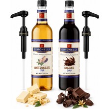 Simonelli Çikolata ve Beyaz Çikolata Aromalı Kahve Şurubu Seti 2x700 ml - İçecek ve Kokteyl Şurubu (2 Adet Pompa Dahil)