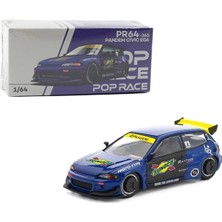 Pop Race 1:64 Honda Civic Eg6 Pandem Blue Sunoco PR640365 Açılabilir Kaput Diecast Model Araba