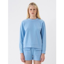 Xint Kadın Mavi Pamuk Dokulu Regular Fit Sweatshirt