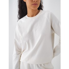 Xint Kadın Ekru Pamuk Dokulu Regular Fit Sweatshirt