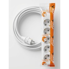 Viko Grup Priz 5'li, 3 Metre Uzatma Kablosu, 3x2.5 Kalın Cca Kablo  - Premium Kalite, Çocuk Korumalı, Terminal ve Klemens Bağlantılı