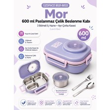 Vagonlife Uzspace 8021-8033 Mor 600 ml 4 Bölmeli Paslanmaz Çelik Beslenme Kabı (Lunch Box)