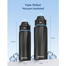 Boost Akıllı Su Şişesi, Içmeyi Hatırlatan, 24 Oz Bpa Içermeyen Paslanmaz Çelik Vakum Yalıtımlı Şişe, App ile Geniş Ağızlı Su Izleyici, Hediye Için Ideal
