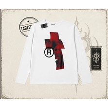 Tarzsokak Unisex Lip R Biskilet Yaka  Long Sleeve Beyaz