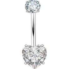 Munels Titanyum Kalpli Göbek Piercingi - Zirkon Taşlı Piercing
