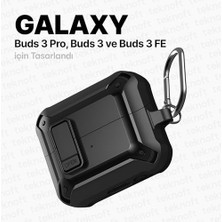 Galaxy Buds 3 Pro, Buds 3 ve Buds 3 Fe ile Uyumlu Mandallı Kapak Kilit Sistemli Mat Dokulu Darbelere Dayanıklı Premium Silikon Kılıf