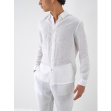 Xint Erkek Beyaz %100 Keten Regular Fit Gömlek