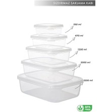 Nare Dikdörtgen Sızdırmaz Saklama Kapları Şeffaf (5'lı Set)
