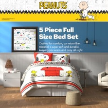 Franco Peanuts Classic Pals Süper Yumuşak Yorgan ve Çarşaf Seti, 5 Parça Tam Boy, (Resmi Lisanslı Ürün) Koleksiyon Ürünleri