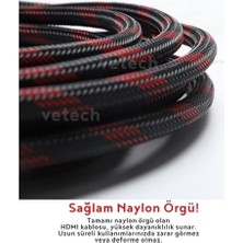 Vetech 1.5 Metre HDMI Kablo Örgü Sargılı Dayanıklı Full Hd Televizyon/monitör/tv HDMI Kablosu/uydu Alıcısı Uyumlu HDMI Kablosu
