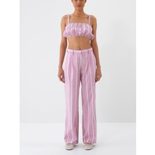 Xint Kadın Pembe Keten Karışımlı Regular Fit Pantolon