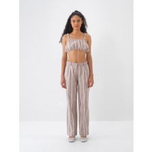 Xint Kadın Taş Rengi Keten Karışımlı Regular Fit Pantolon