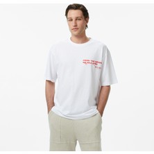 United4 Unıted4 Regular Fit Erkek Beyaz T-Shirt