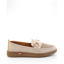 Bambi Krem Süet  Kadın Loafer Ayakkabı K01536105272