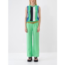 Xint Kadın Yeşil %100 Keten Regular Fit Pantolon