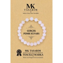 Mk Tasarım Gerçek Pembe Kuvars Taşı Bileklik MK.7000.855- Rahatlık-Dinginlik-Enerji- Stres Bilekliği