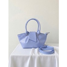 İzdals Designs Bebe Mavisi Suni Deri Kol Çantası (Içi Astarlı)