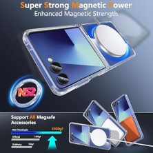Galaxy Z Flip7 Için Kablosuz Şarj Destekli Şeffaf Kılıf Magsafe ile Uyumlu Arkası Sert Köşeleri Yumuşak Silikon Z Flip7 Için Kılıf Sararmaya Dayanıklı Güçlü Manyetikli Z Flip7 Kilif