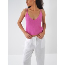 Xint Kadın Pembe Pamuk Dokulu Regular Fit Bluz