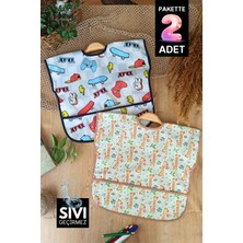 Hayat Store Play Forest Desenli Sıvı Geçirmez Kolsuz 6-24 Ay 2'li Aktivite ve Mama Önlüğü