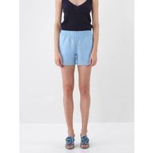 Xint Kadın Mavi %100 Keten Regular Fit Şort