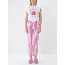 Xint Kadın Pembe Pamuk Dokulu Regular Fit Pantolon