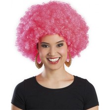 İlk El Grup  Pembe Renk Kıvırcık Afro Bonus Peruk