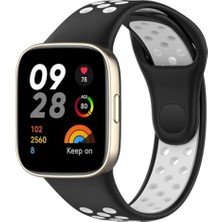 Marsilyan™- Xiaomi Redmi Watch 3 Spor Delikli Kordon (Saat Değildir) - Siyah-Beyaz
