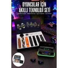 Armüz Powerbank Bluetooth Kulaklık ve Akıllı Saat 7 Kordonlu Metal Kordon Plastik Kordon
