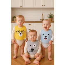 Hayat Store Bear Desenli 3'lü Sıvı Geçirmez Bebek Mama Önlüğü 0-18 Ay - Sarı