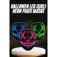 İlk El Grup  Hallowen Parti Maskesi Neon LED Işıklı Maske 3 Modlu Cadılar Bayramı Maskesi
