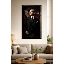 Atatürk ve Türk Bayrağı Baskılı Cam Tablo – Uv Baskı Dekoratif Duvar Tablosu