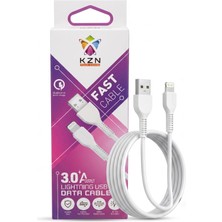 Közen 3.0A Hızlı Şarj Destekli iPhone Uyumlu Lightning Şarj ve Data Kablosu 1 Metre (Qualcomm Qc 3.0)