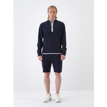 Xint Erkek Lacivert Pamuk Dokulu Slim Fit Sweatshirt