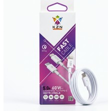 Közen 60W 5.0A Süper Hızlı Şarj Type-C To Lightning iPhone Şarj ve Data Kablosu