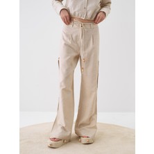 Xint Kadın Naturel Keten Karışımlı Oversize Pantolon