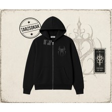 Tarzsokak Unisex Spiderman Oversize Unisex Hırka & Çeket Fermuarlı Sweatshirt Beyaz